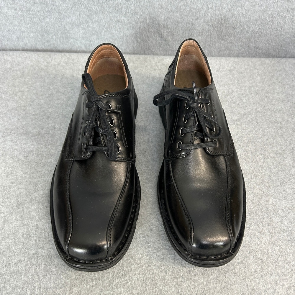 Clarks Wrangler Black Leather Lace Up Oxford Dress Shoes Office Mens Size 10 M - Picture 5 of 12